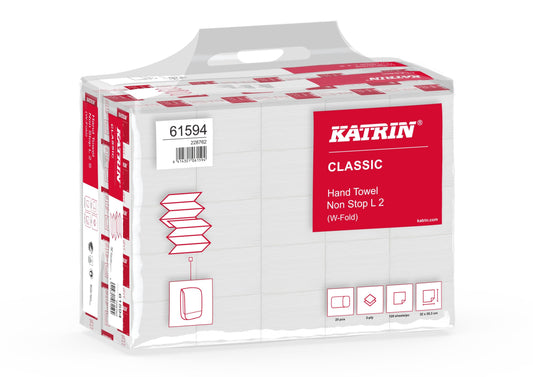 Katrin Classic Hand Towels, 2 ply, White, Narrow, 1 Stop